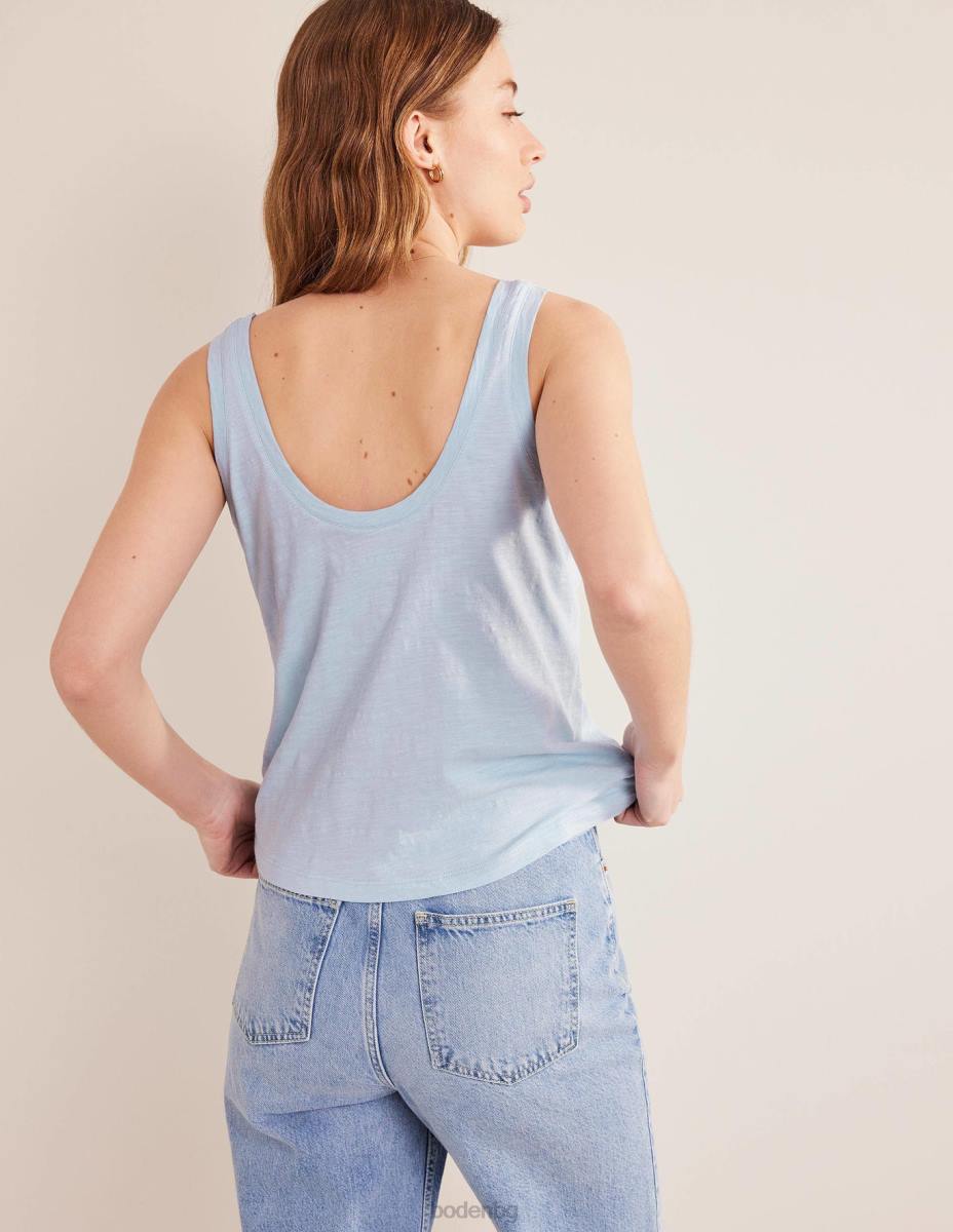 облекло Boden спокойна жилетка с широка деколте шамбре синьо Жени LL682168