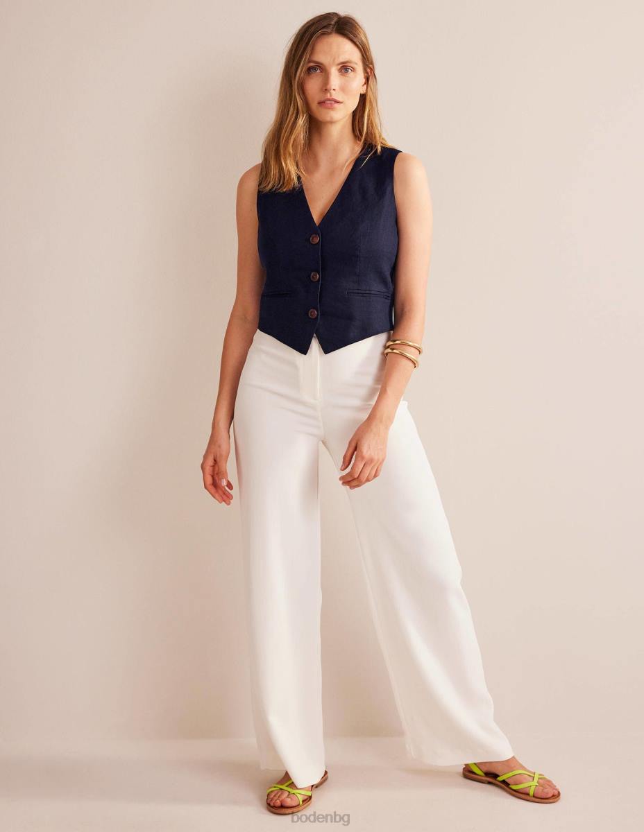 облекло Boden разкроена ленена жилетка военноморски флот Жени LL682181