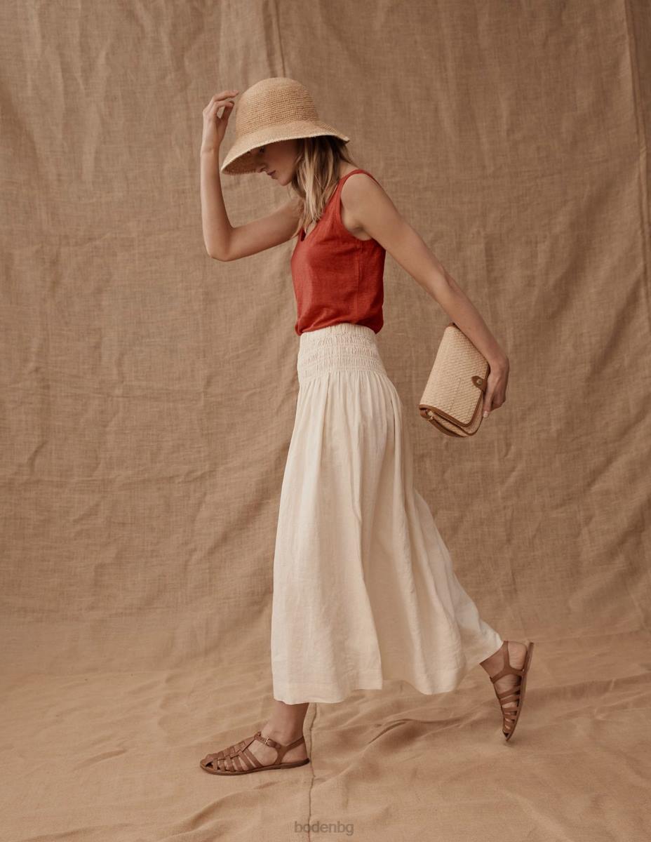 облекло Boden ленен потник с широко деколте домат Жени LL682189