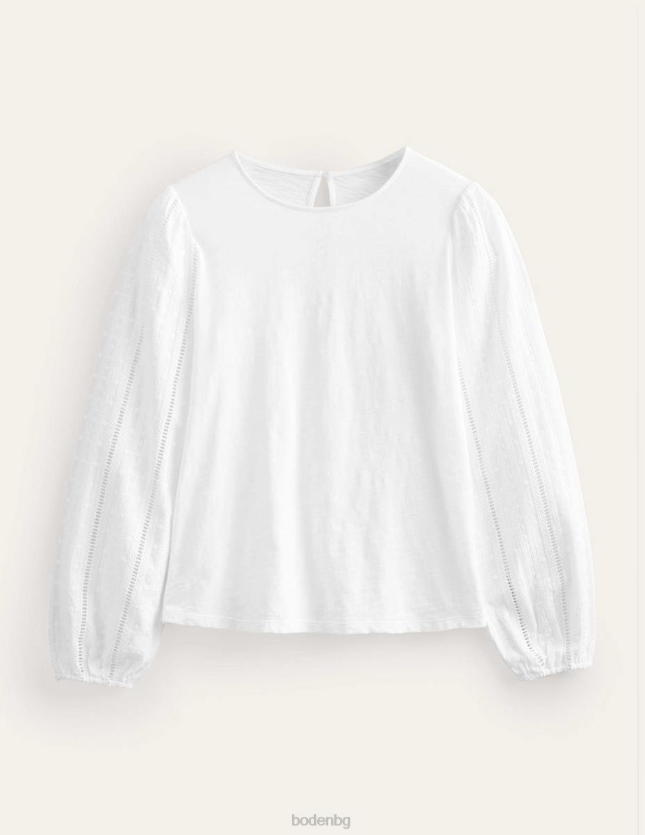 облекло Boden горна част с ръкави с кръгло деколте бяло Жени LL682192