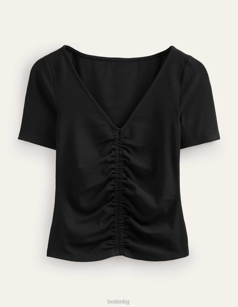 облекло Boden тениска с ребра отпред черен Жени LL682198