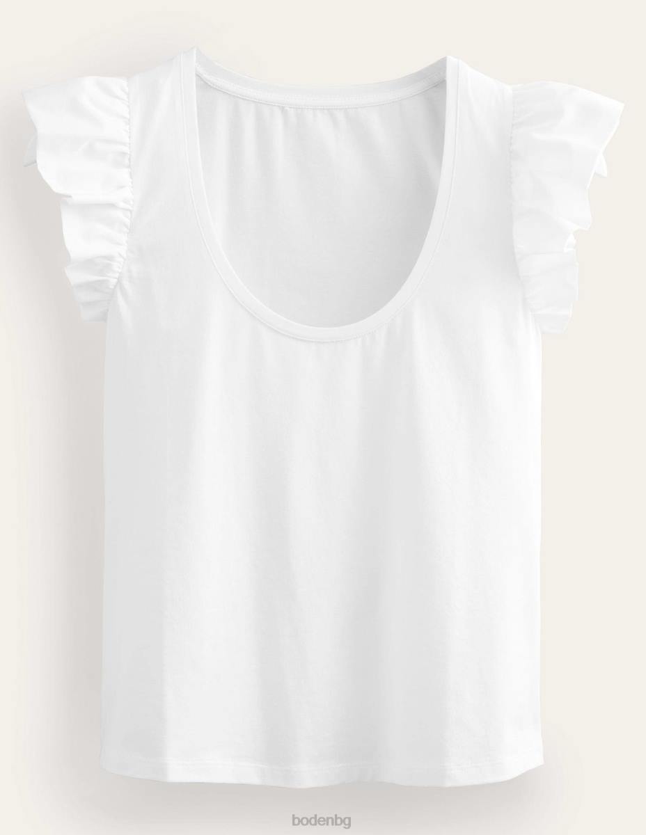 облекло Boden лъжичка предна тъкана смесена горна част бяло Жени LL682206