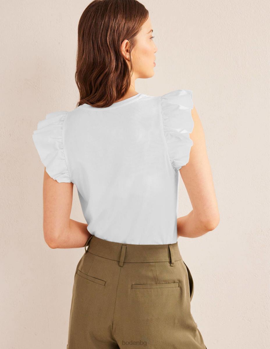 облекло Boden лъжичка предна тъкана смесена горна част бяло Жени LL682206