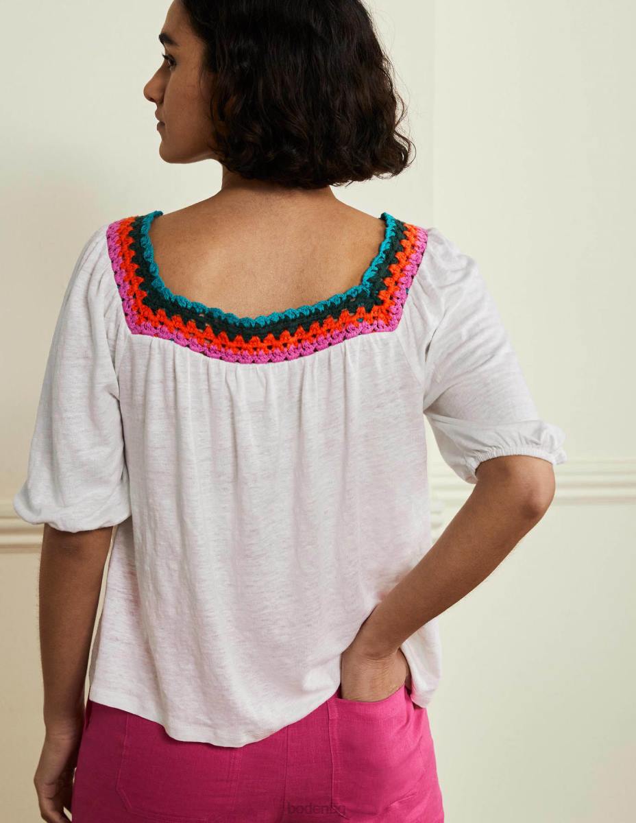 облекло Boden плетене на една кука гарнитура с буф ръкав бяло Жени LL682217