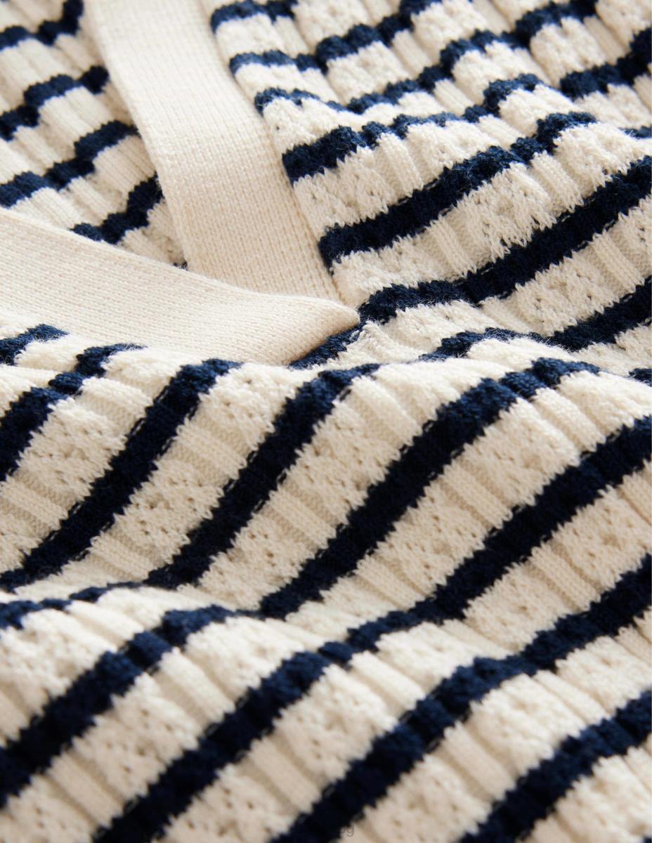 облекло Boden оребрена горна част с яка слонова кост и тъмносиньо райе Жени LL682221