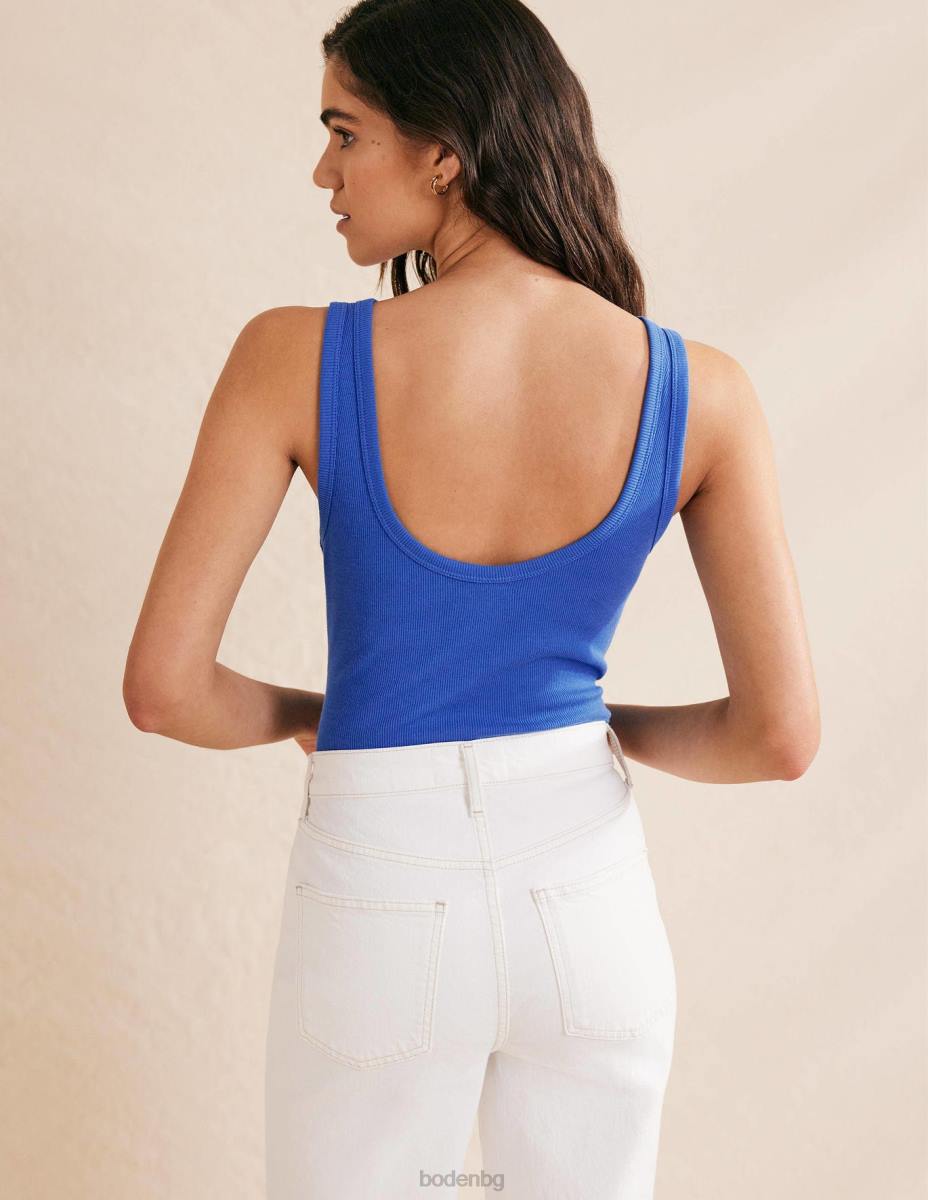 облекло Boden памучна рипсена жилетка китайско синьо Жени LL682265