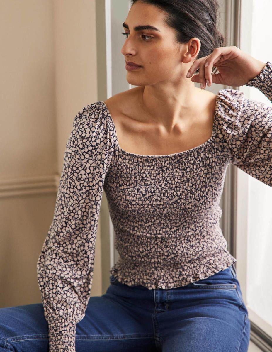 облекло Boden пушено елече блузон млечен шейк и клонче от флора Жени LL682415