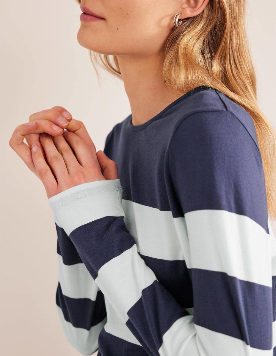 облекло Boden бретон с дълъг ръкав тъмносин/слонова кост широка ивица Жени LL682446