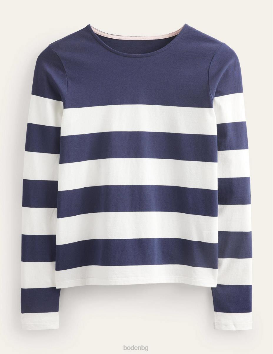 облекло Boden бретон с дълъг ръкав тъмносин/слонова кост широка ивица Жени LL682446