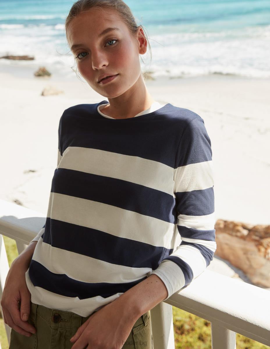 облекло Boden бретон с дълъг ръкав тъмносин/слонова кост широка ивица Жени LL682446