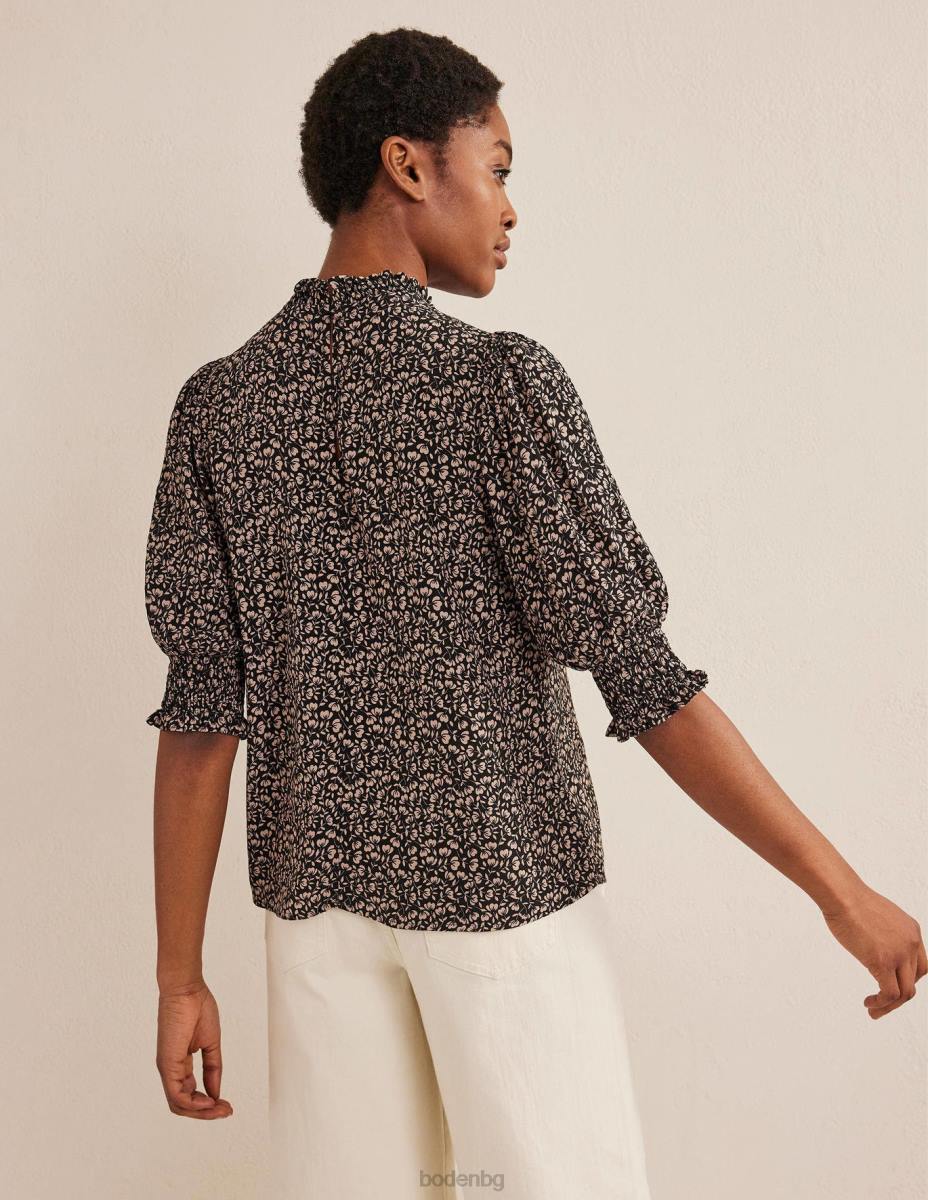облекло Boden горна част с щампован детайл черно и маково листенце Жени LL682504