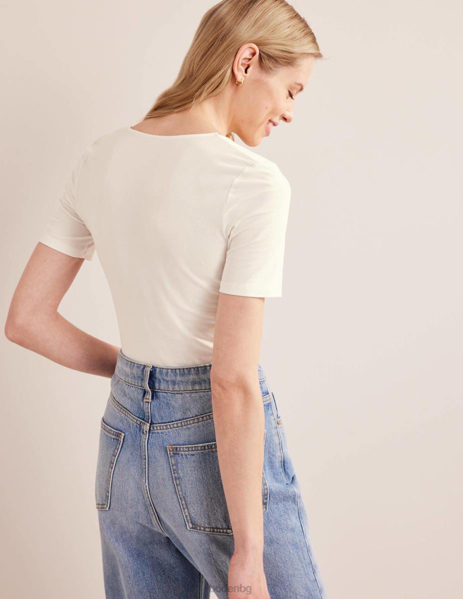 облекло Boden двуслойна горна част с къс ръкав слонова кост Жени LL682525