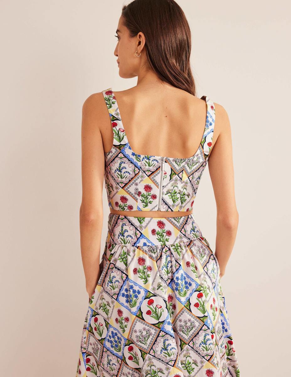 облекло Boden съкратено съчетано горнище с квадратно деколте слонова кост и дива камбанка Жени LL682528