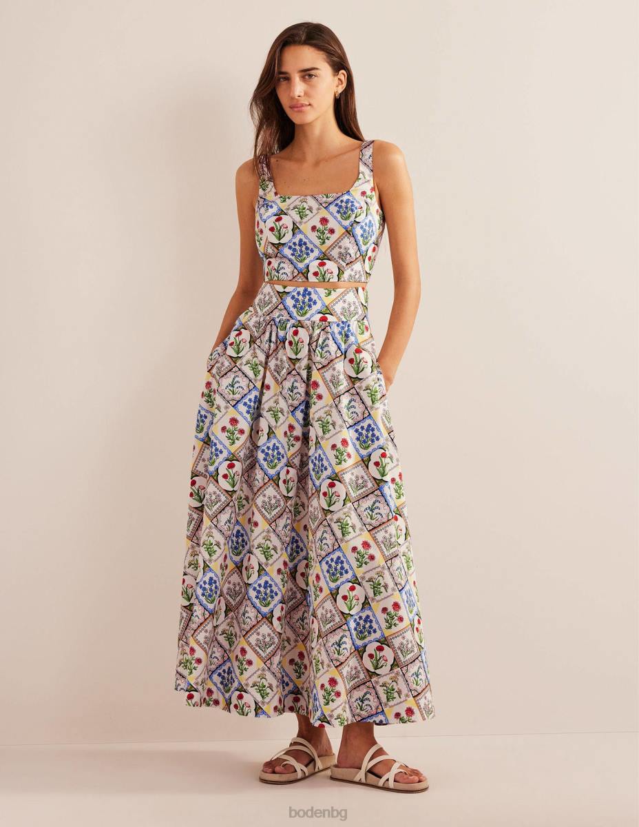 облекло Boden съкратено съчетано горнище с квадратно деколте слонова кост и дива камбанка Жени LL682528