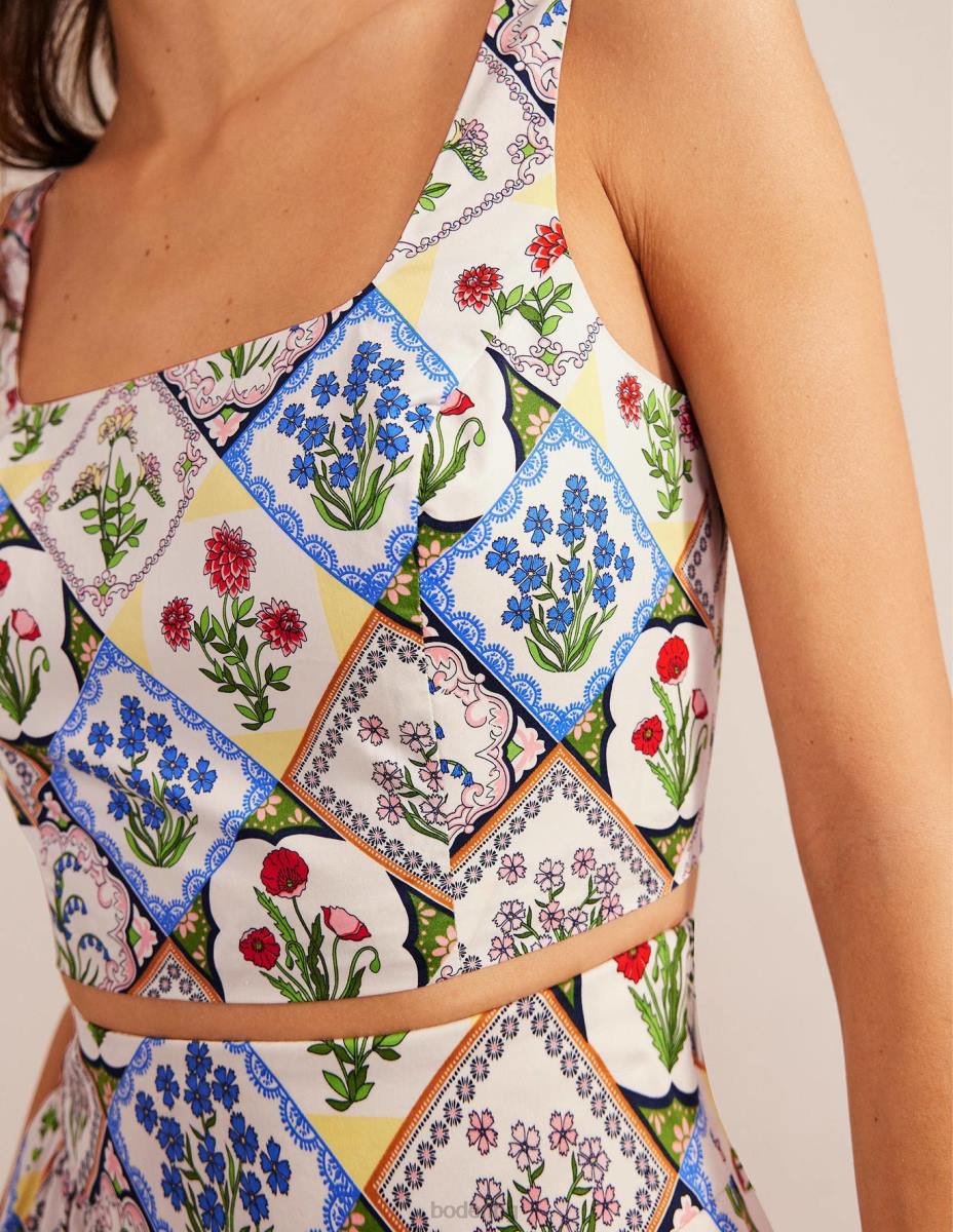 облекло Boden съкратено съчетано горнище с квадратно деколте слонова кост и дива камбанка Жени LL682528