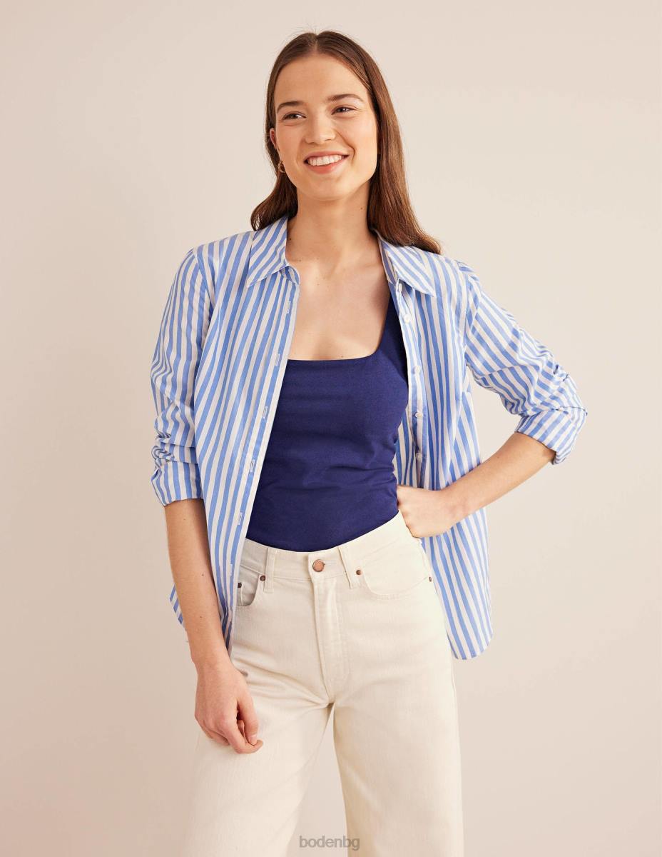 облекло Boden двуслойна жилетка с квадратно деколте пруско синьо Жени LL682530