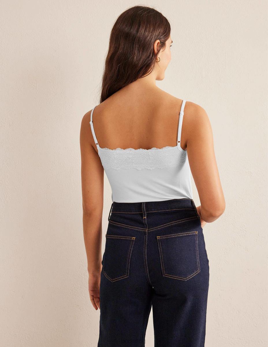 облекло Boden дантелен ками топ бяло Жени LL682556