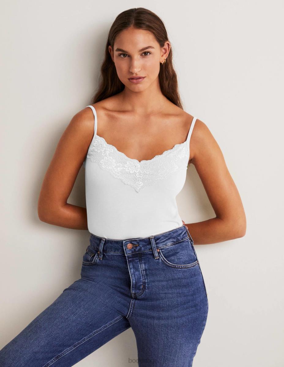 облекло Boden дантелен ками топ бяло Жени LL682556