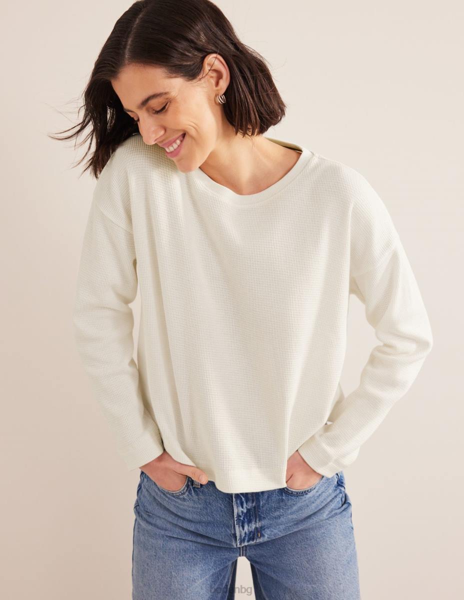 облекло Boden горна част с текстурирани вафли слонова кост Жени LL682565