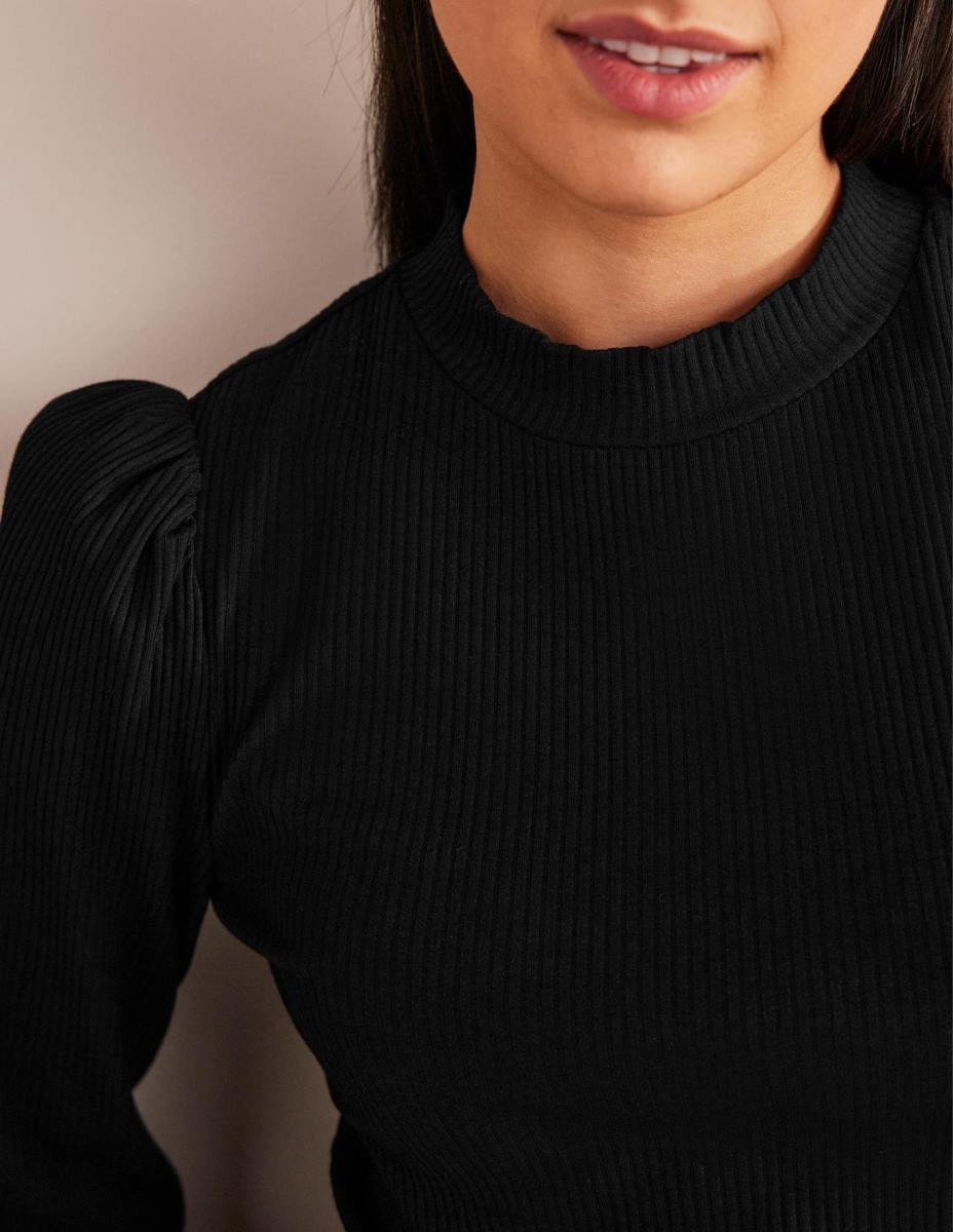 облекло Boden детайл на ръкава оребрена горна част черен Жени LL682591