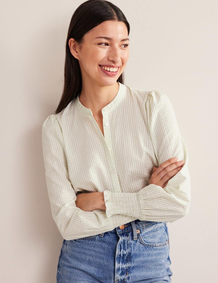 облекло Boden риза с маншет микро гингам Жени LL68594