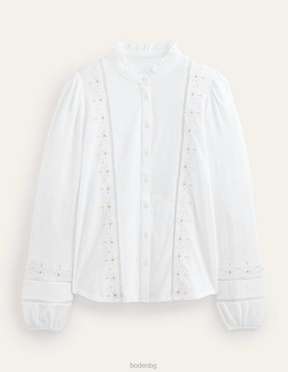 облекло Boden бродирана риза от трико бяло Жени LL68596