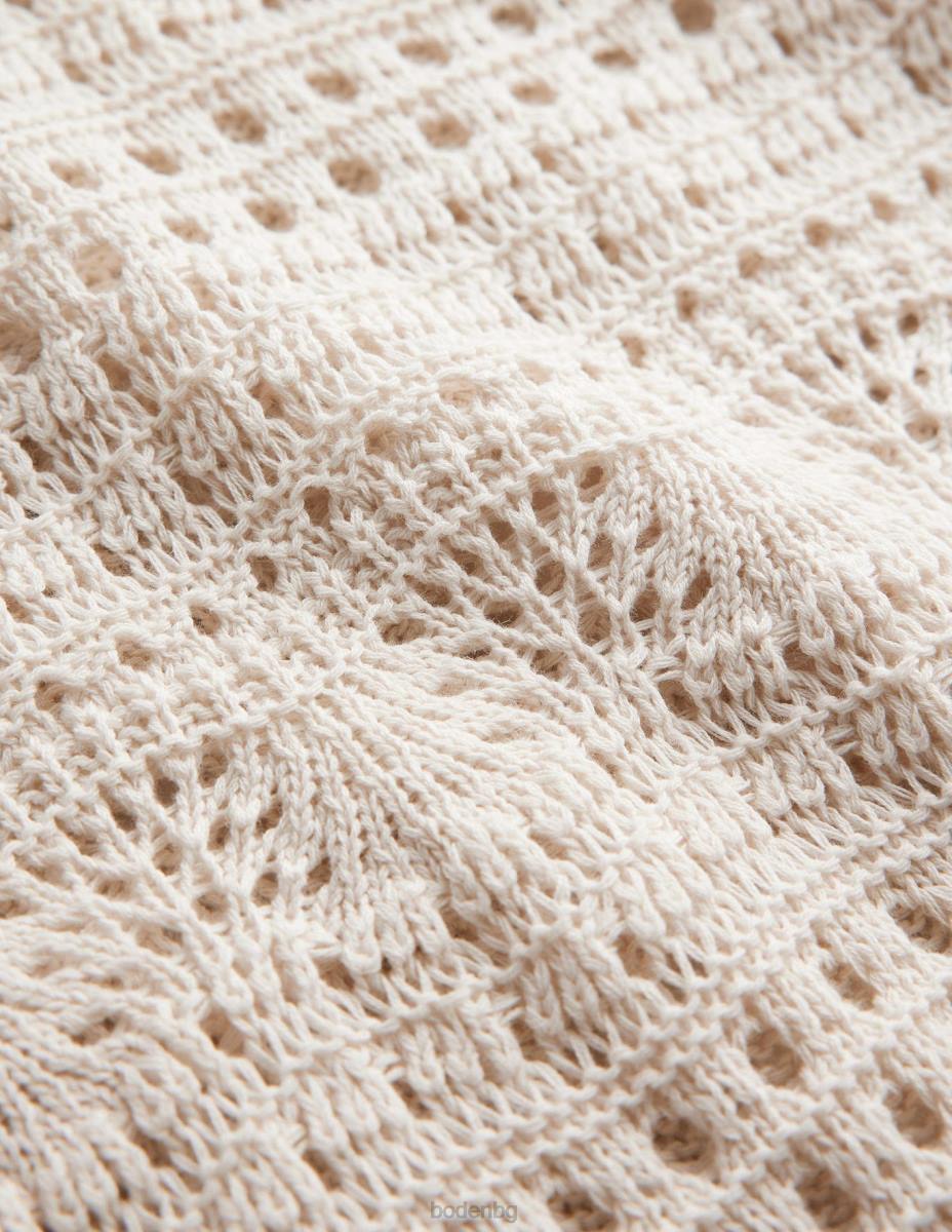 облекло Boden изрязана тениска с ресни на една кука топла слонова кост Жени LL68928