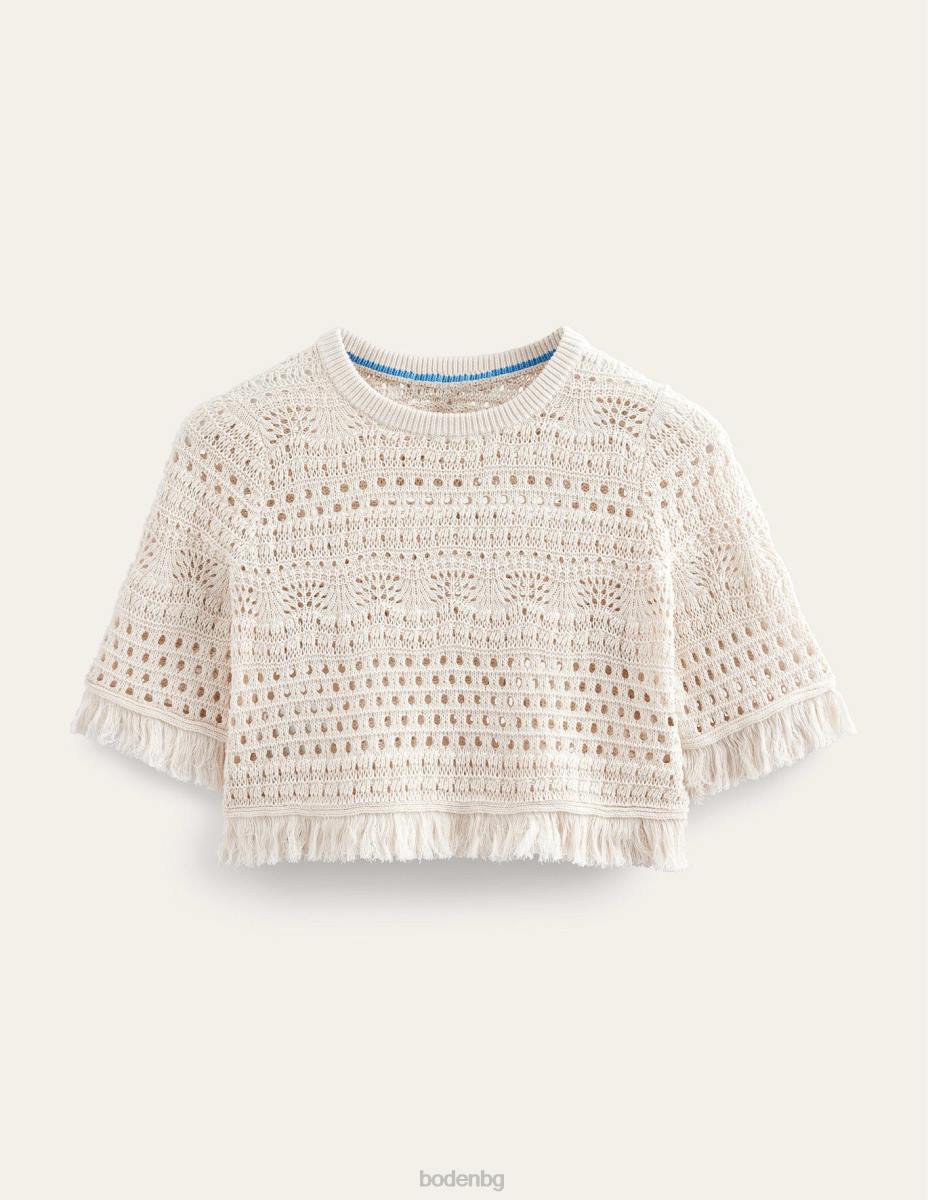 облекло Boden изрязана тениска с ресни на една кука топла слонова кост Жени LL68928