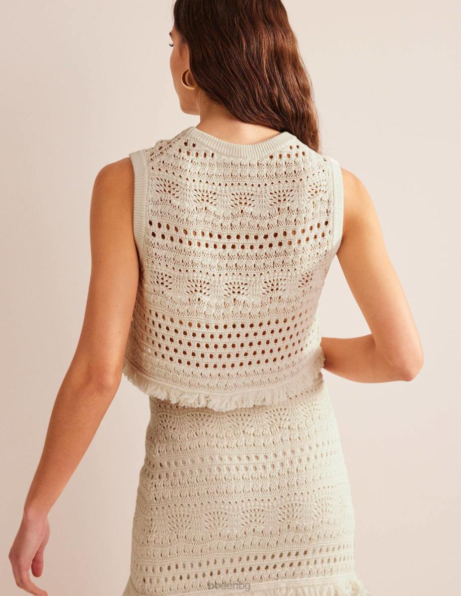 облекло Boden изрязан резервоар за плетене на ресни топла слонова кост Жени LL68934