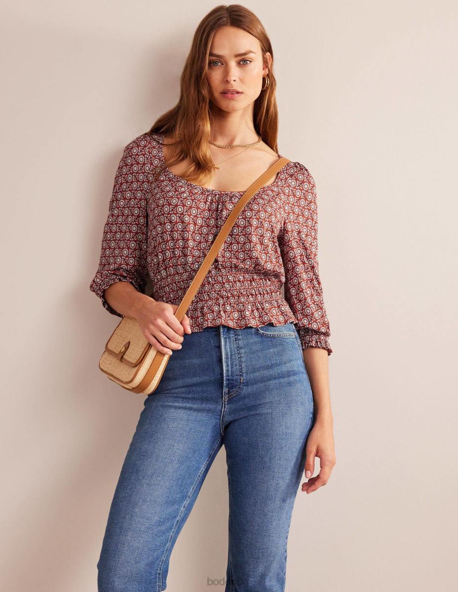 облекло Boden пушено трико с пеплум пролет домати и слънчоглед Жени LL6894