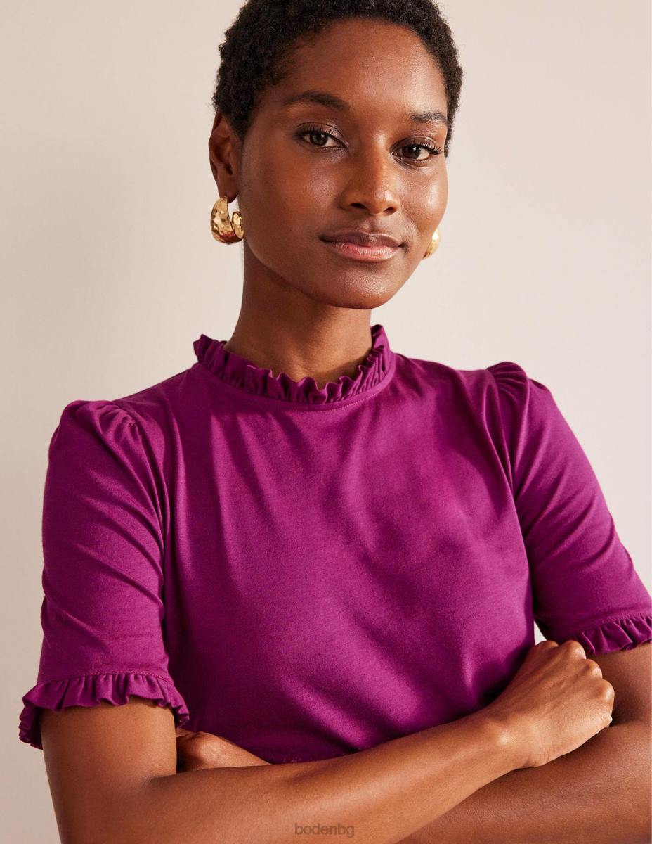 облекло Boden супер мека тениска с волани дамсон бери Жени LL6895