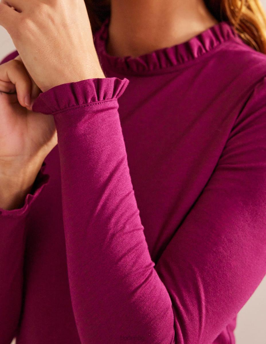 облекло Boden горна част със супермеки волани дамсон бери Жени LL6897