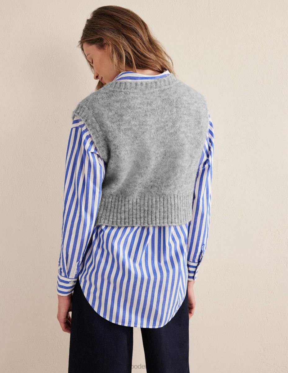 облекло Boden пухкав потник с V-образно деколте сив меланж Жени LL681653