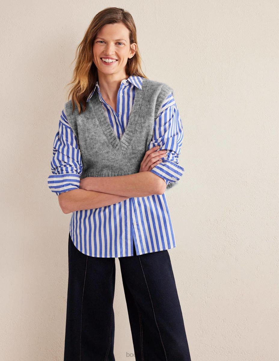 облекло Boden пухкав потник с V-образно деколте сив меланж Жени LL681653