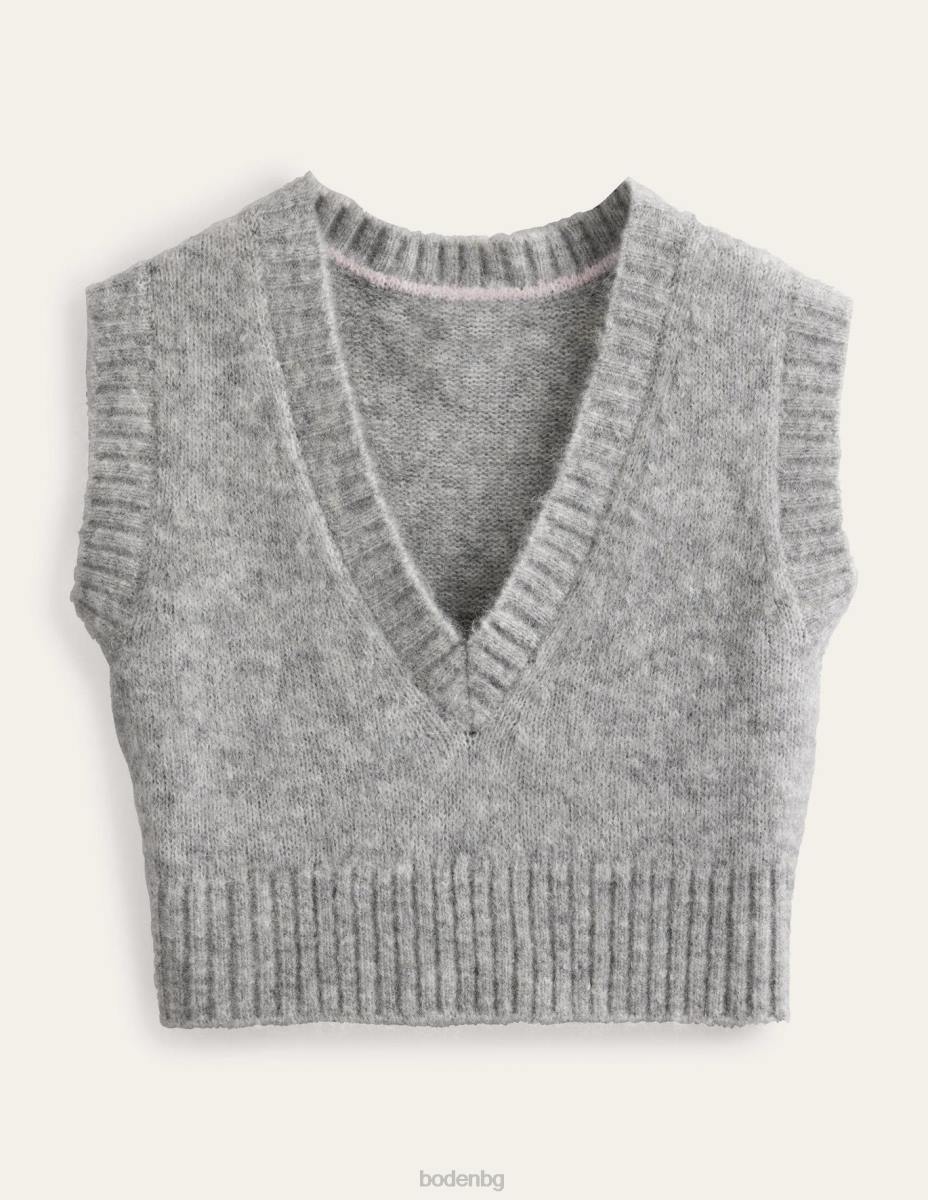 облекло Boden пухкав потник с V-образно деколте сив меланж Жени LL681653