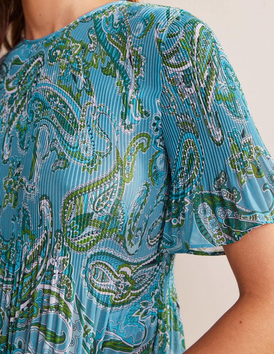 облекло Boden плисе горнище с плавни ръкави aegean blue & paradise pop Жени LL68104