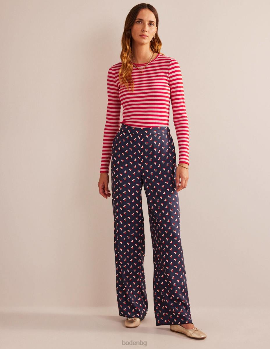 облекло Boden тениска anna rib crew кожа на праскова и ивица люта чушка Жени LL68194