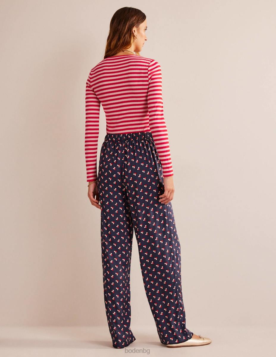 облекло Boden тениска anna rib crew кожа на праскова и ивица люта чушка Жени LL68194