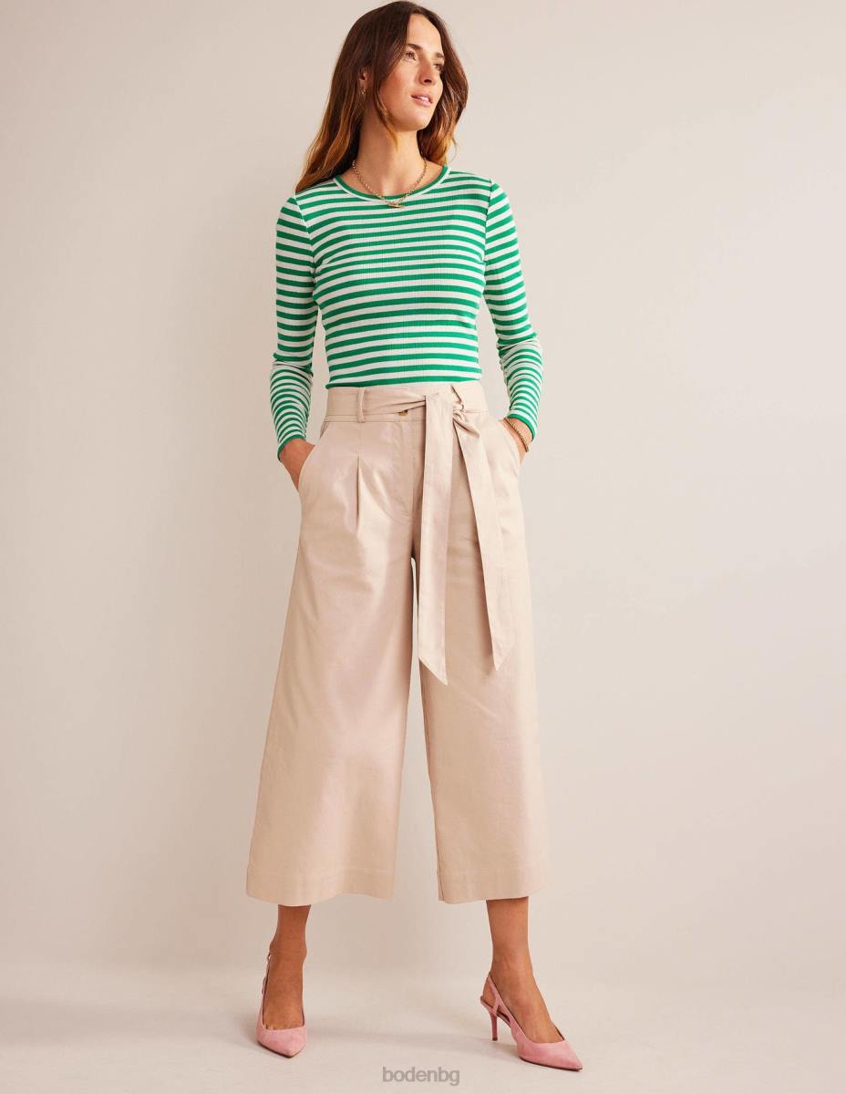 облекло Boden тениска anna rib crew ливадно зелено и райе в цвят слонова кост Жени LL68197