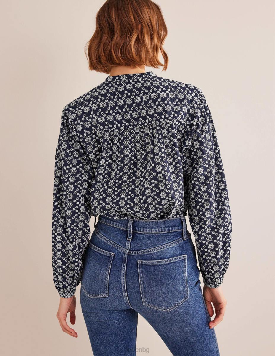 облекло Boden голяма риза broderie военноморски кораб Жени LL68590