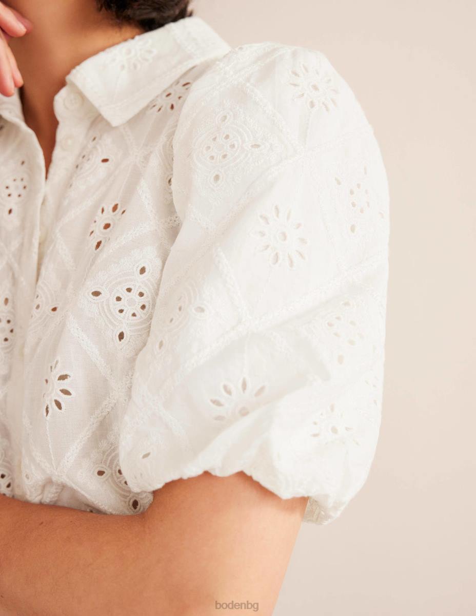 облекло Boden риза с буф ръкав broderie слонова кост Жени LL68591