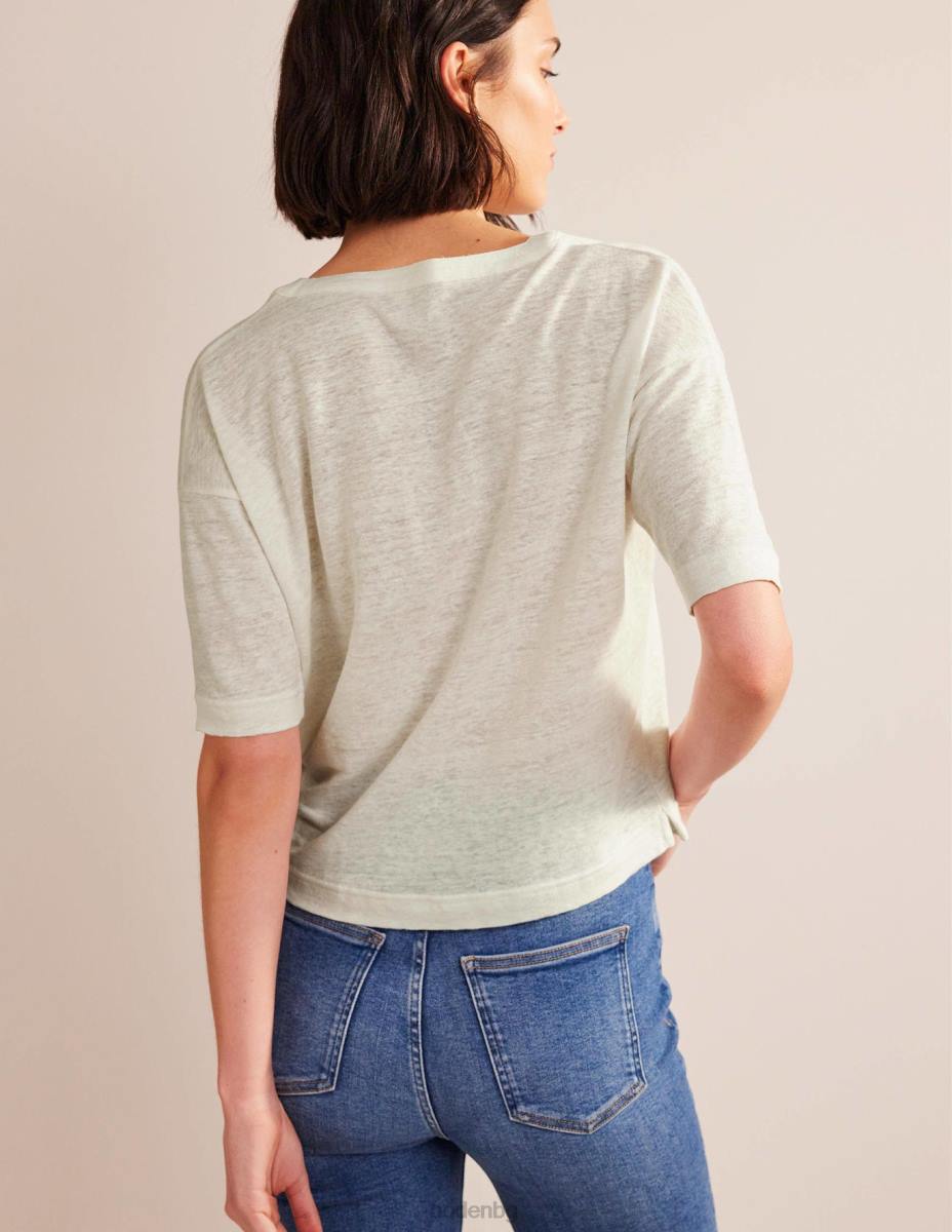 облекло Boden платно с отворено деколте henley слонова кост Жени LL681072