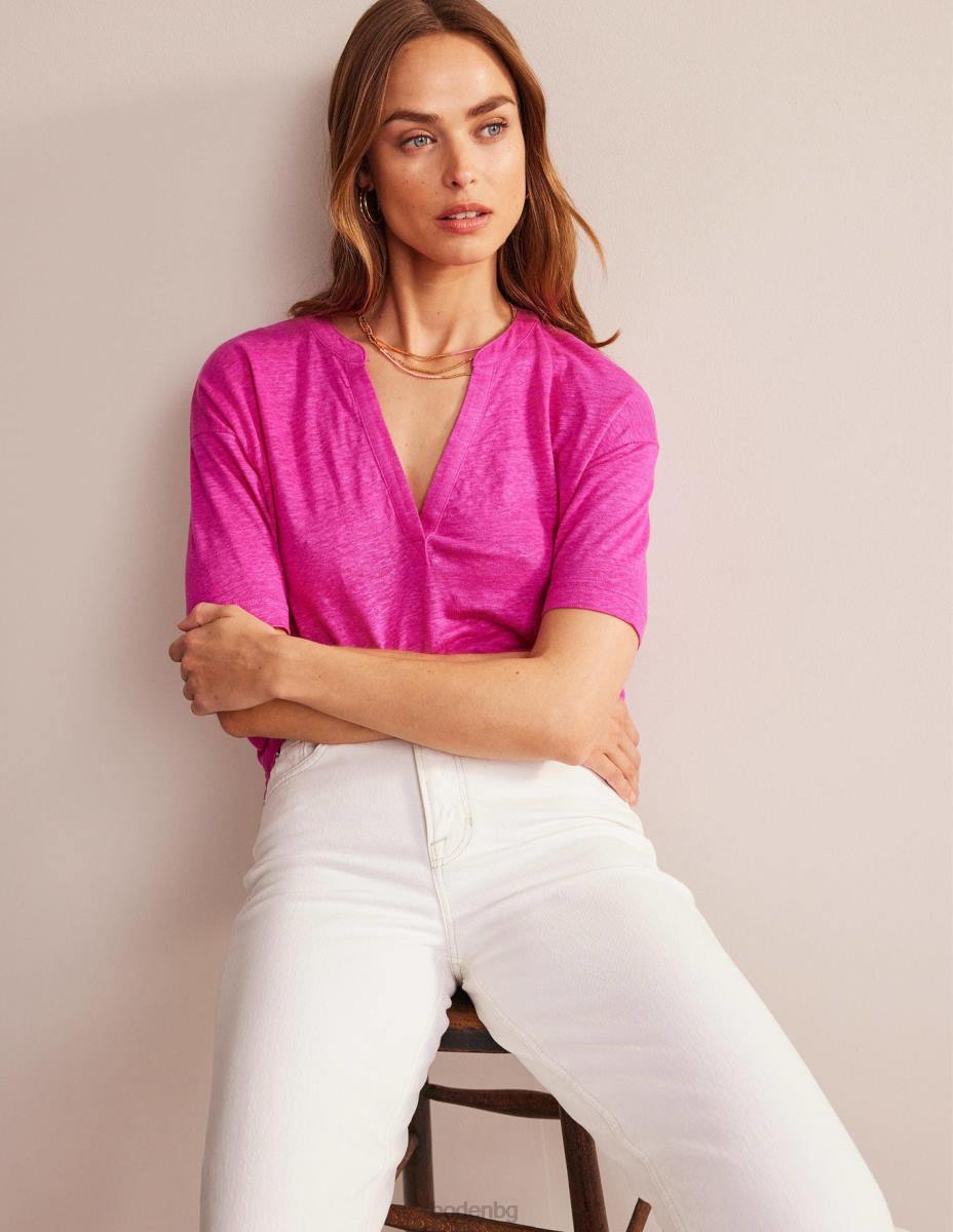 облекло Boden платно с отворено деколте henley флокс розов Жени LL681672