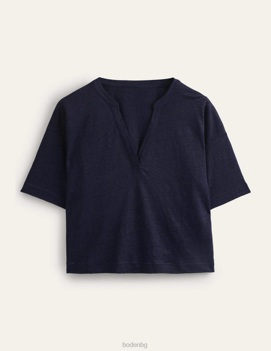 облекло Boden платно с отворено деколте henley военноморски флот Жени LL682197