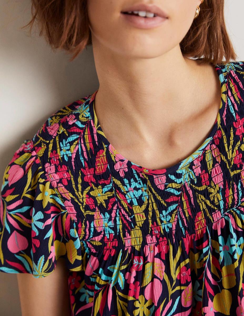 облекло Boden пушено горнище с принт на layla френски флот и тропическа зеленина Жени LL681972