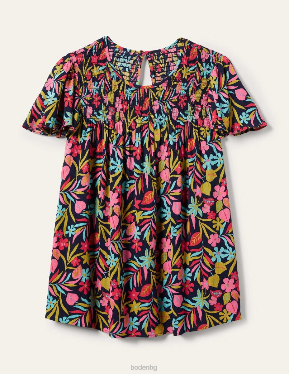 облекло Boden пушено горнище с принт на layla френски флот и тропическа зеленина Жени LL681972