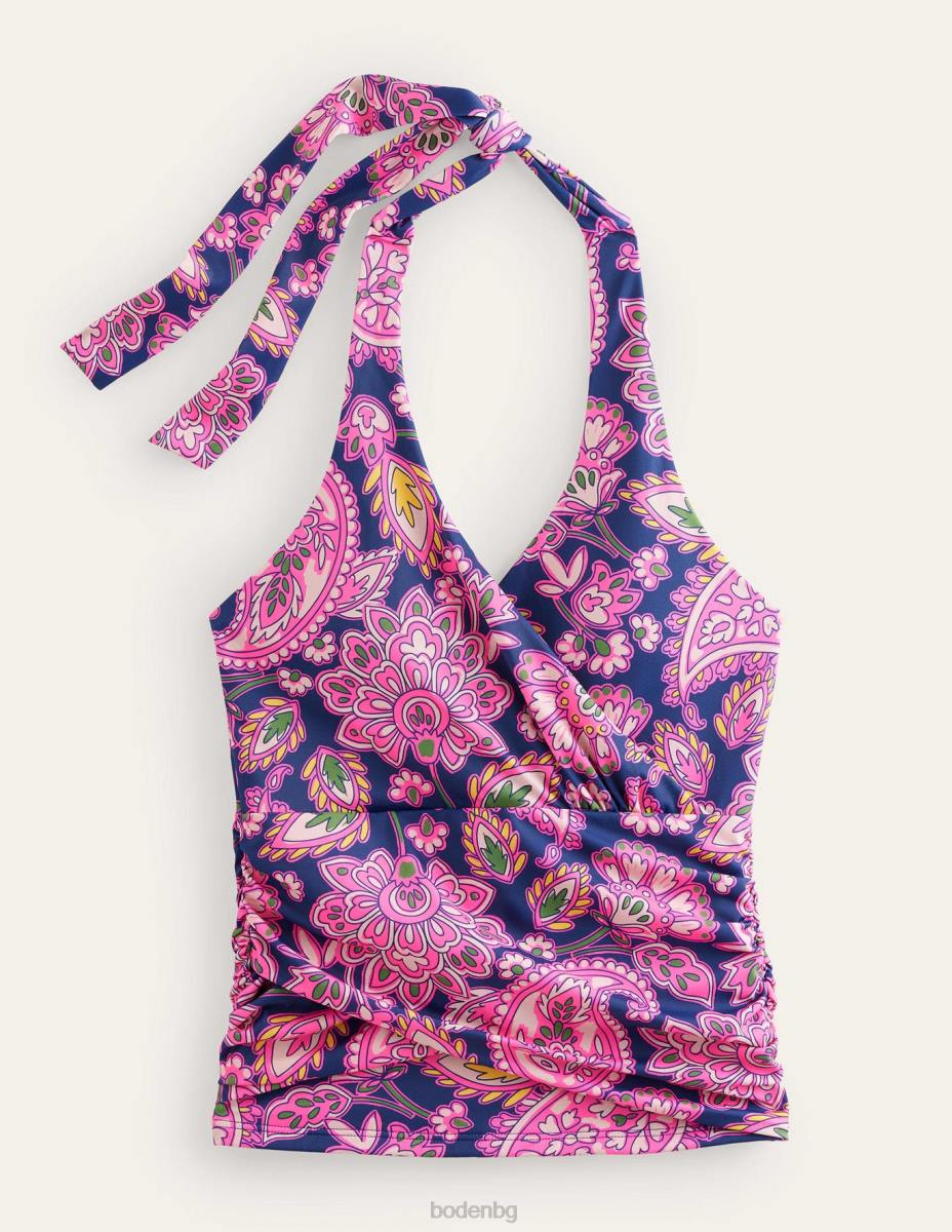 облекло Boden levanzo халтер танкини горнище морско синьо и пейсли тераса Жени LL682130