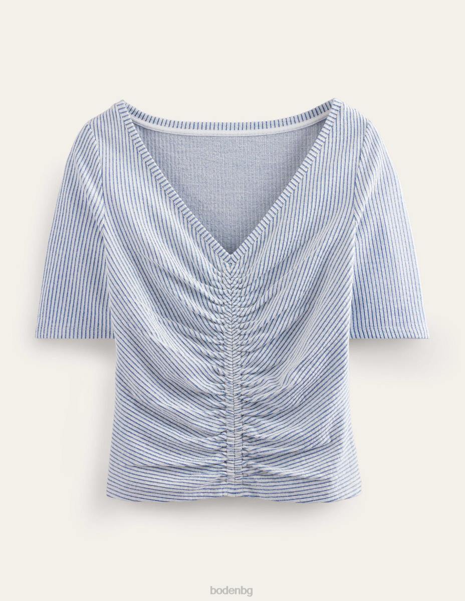 облекло Boden seersucker изпъкнал преден връх тъмносиньо/бяло райе Жени LL682266