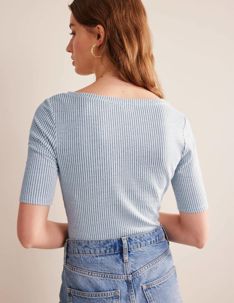 облекло Boden seersucker изпъкнал преден връх тъмносиньо/бяло райе Жени LL682266