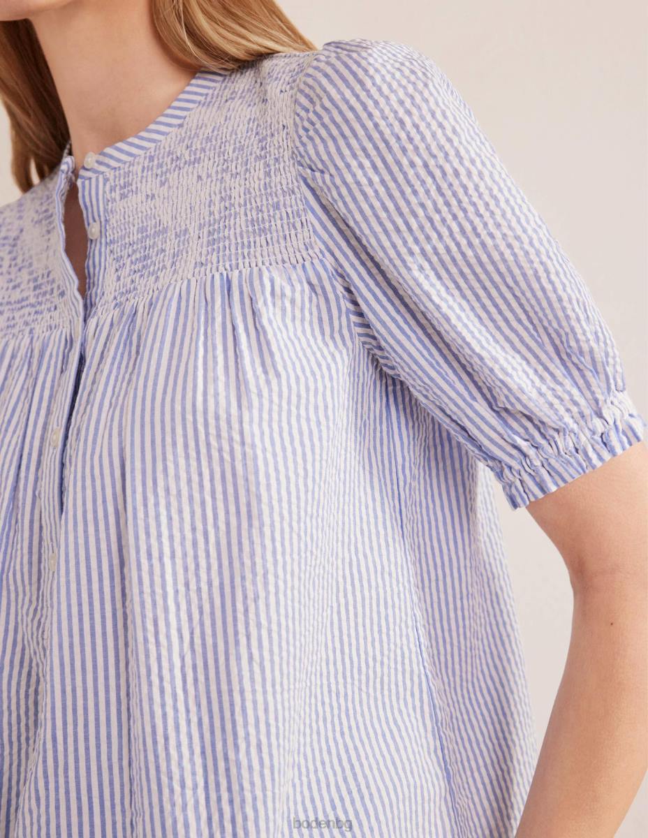 облекло Boden пуф ръкав seersucker popover прованс и слонова кост Жени LL682268